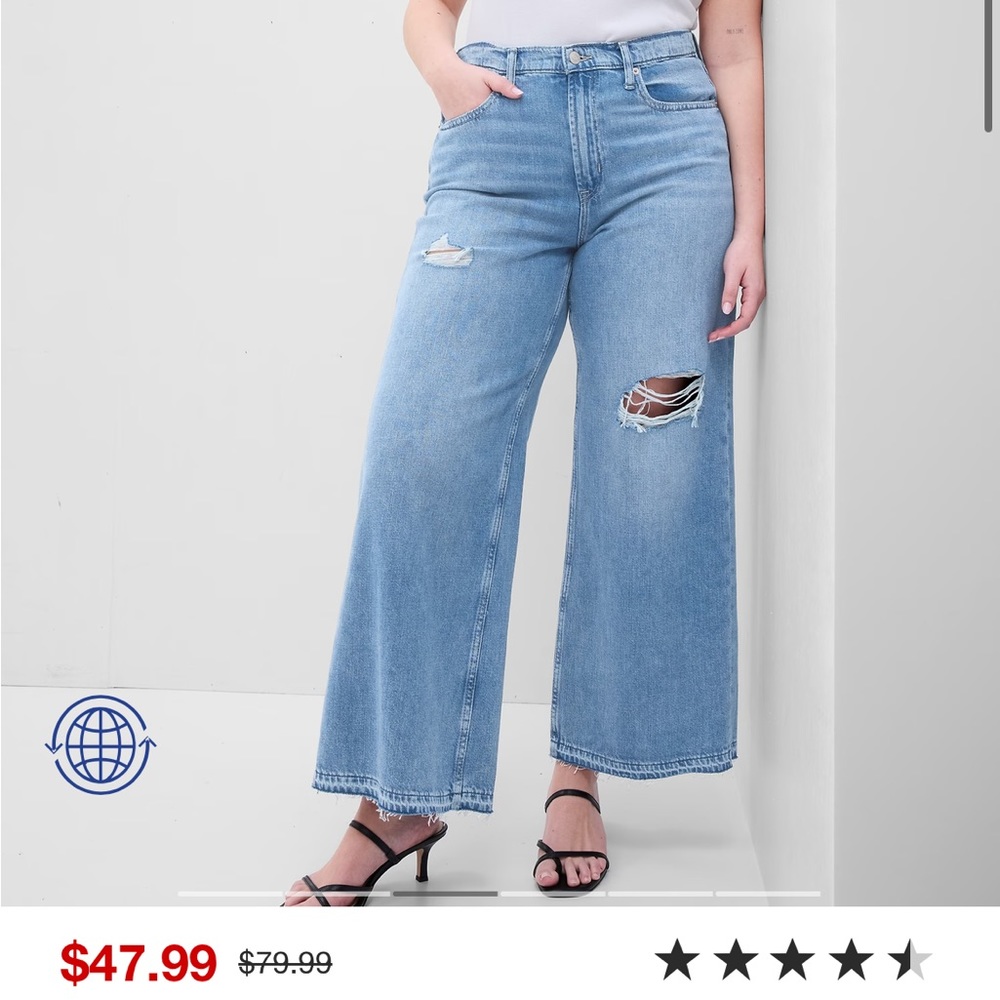Gap wide leg high rise distressed jeans